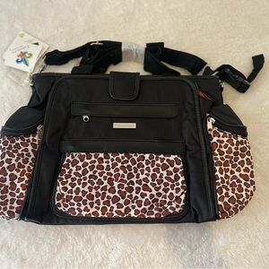 Kalencom Nola Tote Black and Leopard Print Diaper Bag